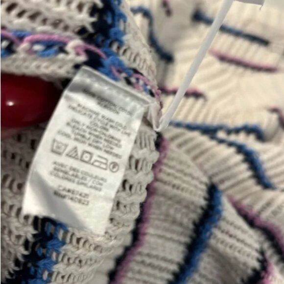 LOFT Cotton V Neck Sweater Beige with stripes Size XL - Picture 9 of 9